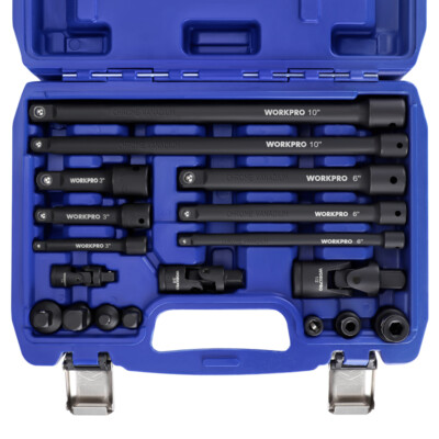WORKPRO 18PCS Drive Tool Accessory Sets 1/4''&3/8''&1/2'' Socket Adapter Extensions