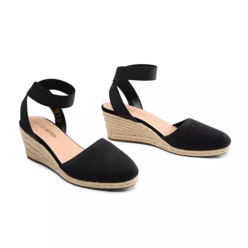 Damenschuhe Espadrilles Keilabsatz elastische Knöchelriemen eng anliegend elegante Schuhe - Bild 34 von 38