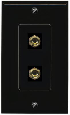 RiteAV 2 Port Banana Jack Plug (1 Speaker) Wall Plate - 1 Gang [Black/Black]