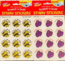 Scratch n Sniff RETRO STINKY STICKERS, scented HONEY & GRAPE JELLY fruity fruit