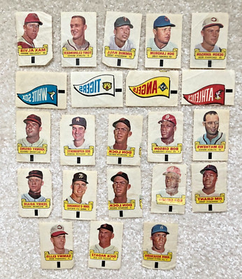 22 rare, 1966 Topps Rub-Offs ; 17 very good, 5 fair/poor, 4 team pennants vg-ex