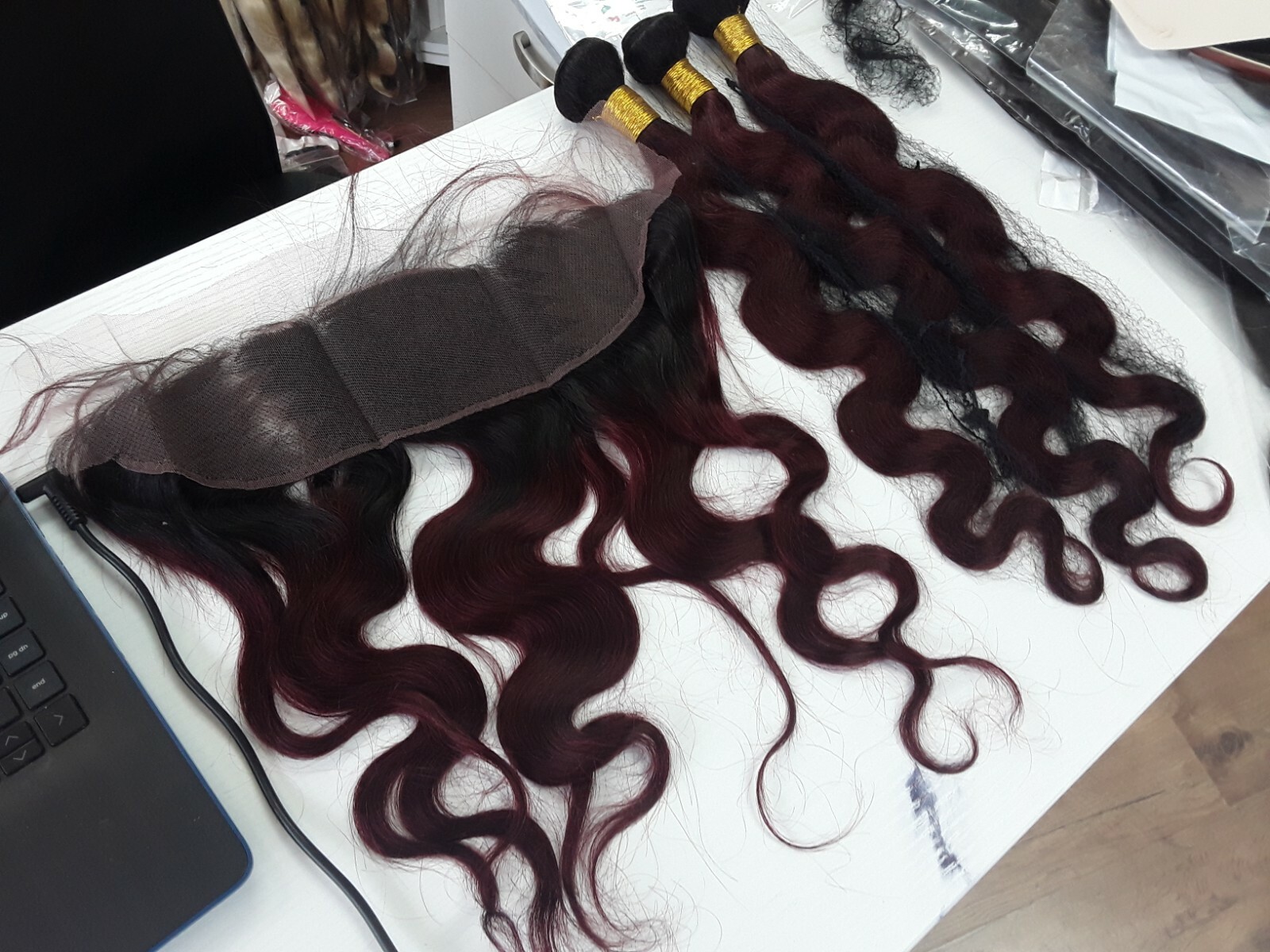 1B/99j OMBRE BRAZILIAN VIRGIN HUMAN HAIR BODY WAVE BUNDLES 24+24+24&16 FRONTALS