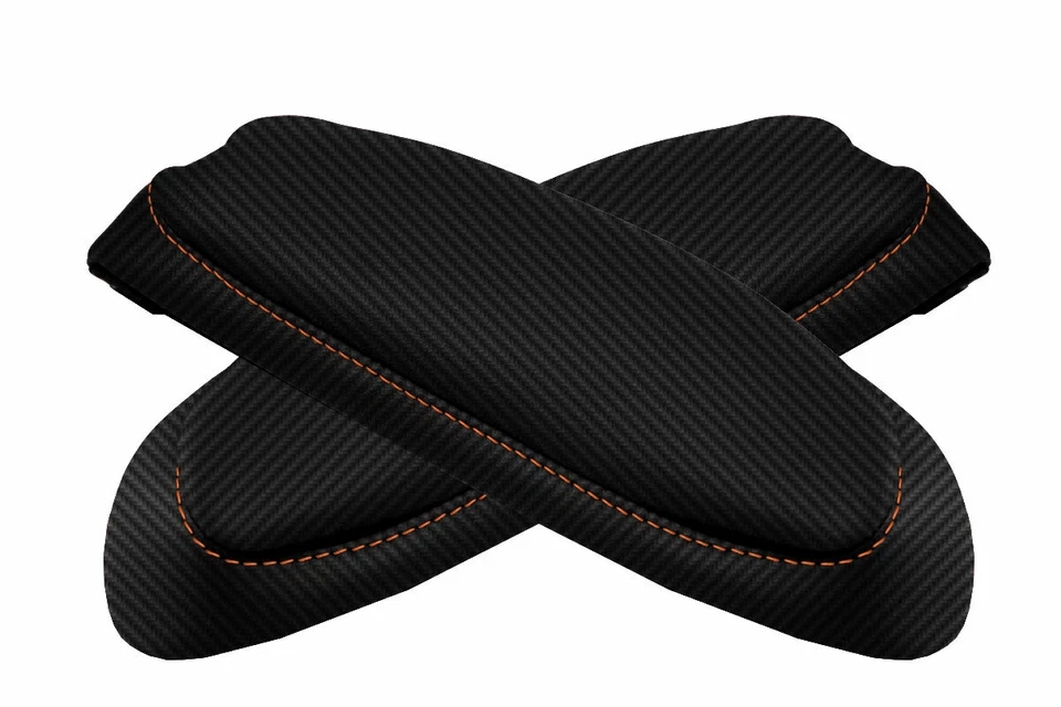 Cubierta de reposabrazos de asiento de fibra de carbono para GMC Safari 1985-1994 puntada negra naranja Foto 4 de 4