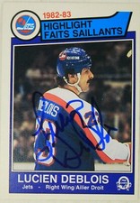 Lucien DeBlois Winnipeg Jets Signed Autographed 1983 OPC O Pee Chee #378 Card 