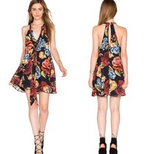 Show Me Your Mumu Tess Tie Dress | Floral Halter Mini | Size M NWT