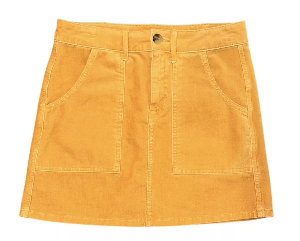 Mustard yellow corduroy mini skirt cheap