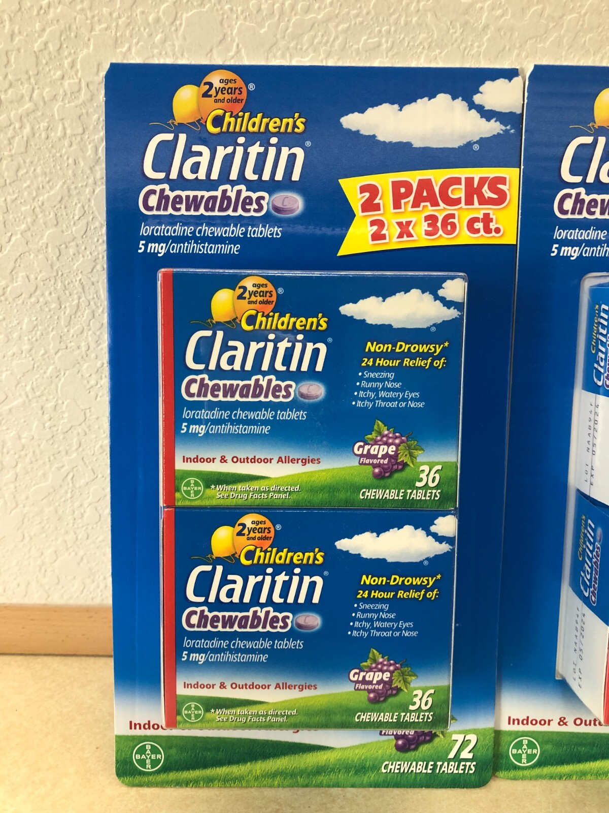 Lot of 3 CHILDREN'S CLARITIN Chewable 5mg 24 Hour NonDrowsy (2 pack