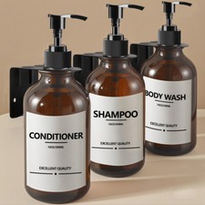 1/2/3 Pcs 500ml Soap Dispenser Amber Shampoo Bathroom Shower Conditioner Bottles