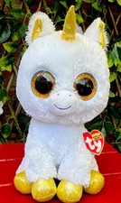 Ty PEGASUS UNICORN The White Boo Beanie Boos Larger 25cm Soft Plush Toy TAG VGC