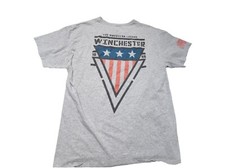 Mens L WINCHESTER Guns American Legend Flag T Shirt Distressed Double Sided