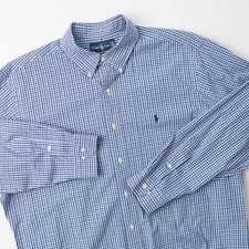Ralph Lauren Classic Fit XL Blue Plaid Men's Long Sleeve Button Down 17 1/2