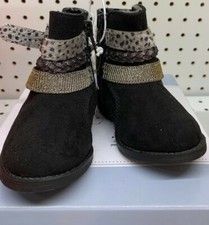 Koala Kids R Us Hard Sole Double Buckle Suede Boot Toddler Girls Sz 4 Black NEW