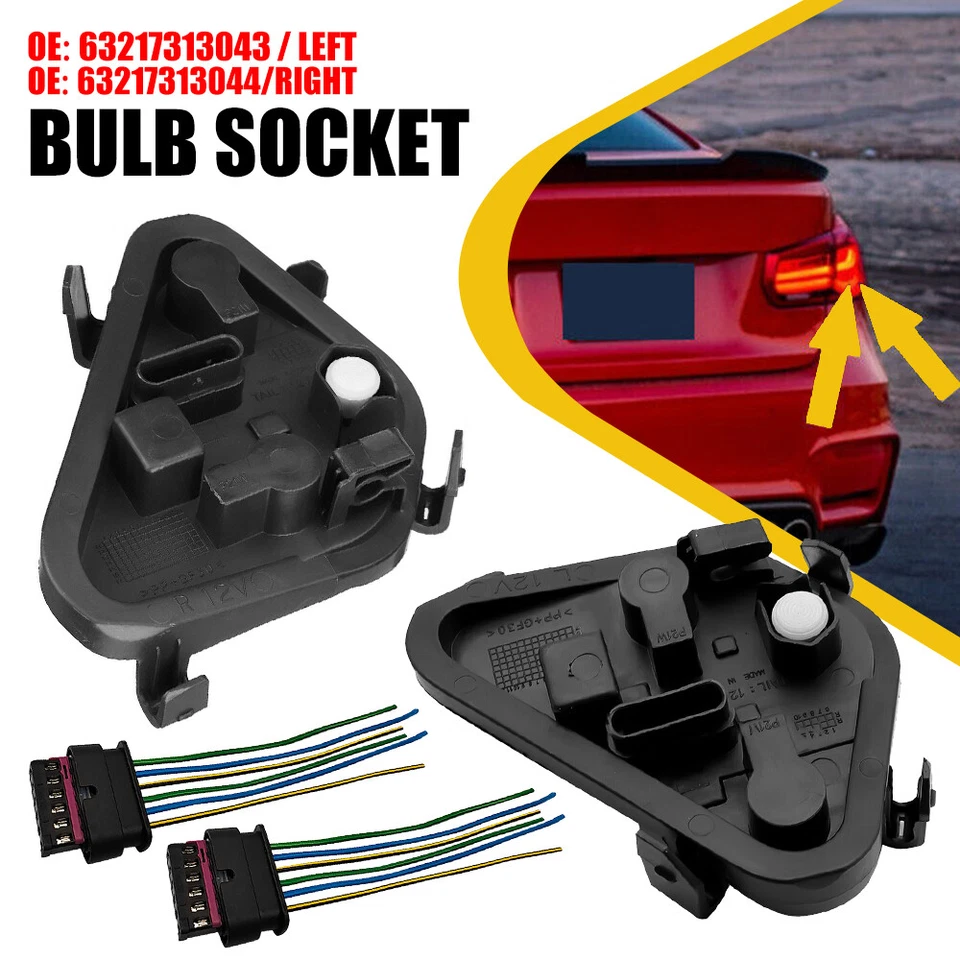 2PCS Brake Tail Light Bulb Socket Harness Wire For 2012-2013 BMW 328i 335i Sedan - Image 2 of 4