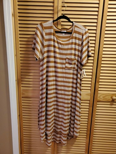 LuLaRoe Carly Purple Striped Dress With 