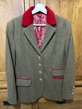 Alan Paine Duchess Of Northumberland Tweed Jacket Sz 10 Green-velvet Collar Etc