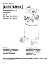 Manual del propietario y lista de piezas compresor de aire portátil Craftsman - Modelo 921.169130
