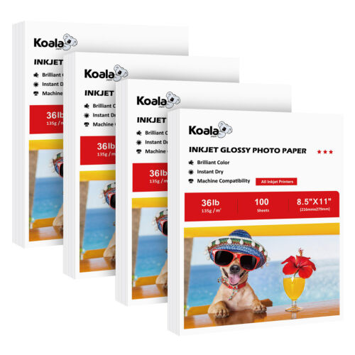 400 Sheets Koala Inkjet Printer Photo Paper 8.5x11 Glossy 36 lb DIY Bag Brochure - Picture 1 of 13