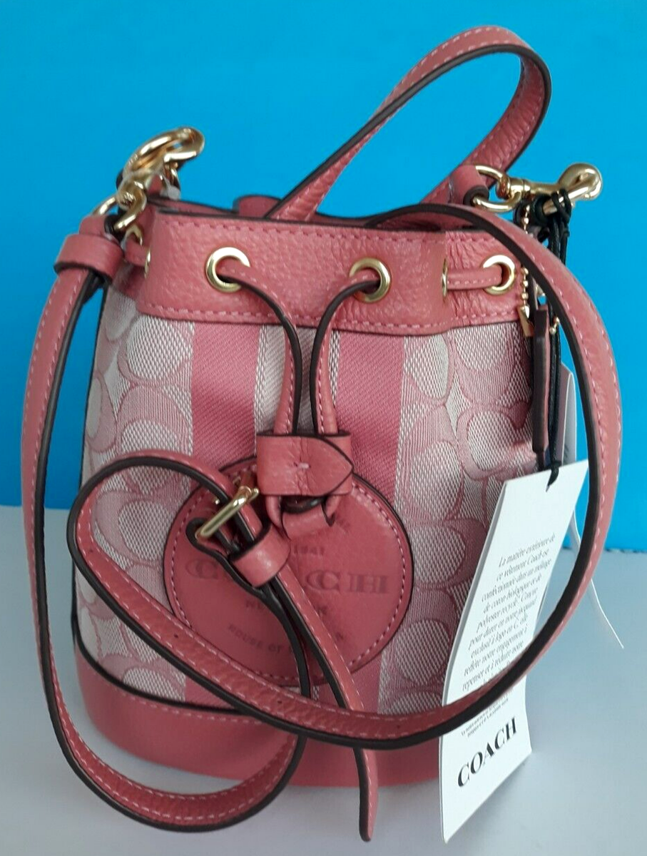 NEW ~ Coach Mini Bucket Bag Taffy Pink Signature Patch Dempsey