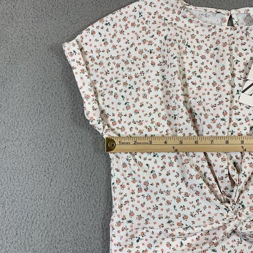 Zara White T Shirt Girls 11/12 Floral Cottagecore Coquette Summer Coastal - Picture 2 of 13