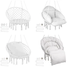 Hammock Chair Macramé Swinging Hanging Chair Outdoor Indoor