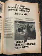 1968 Peugeot Wagon "wives car" full page magazine ad June 1968 Road and Track