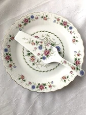 Floral Pie Plate Cake Dish Dessert Serving Platter Quiche Andrea Sadek Pedestal 