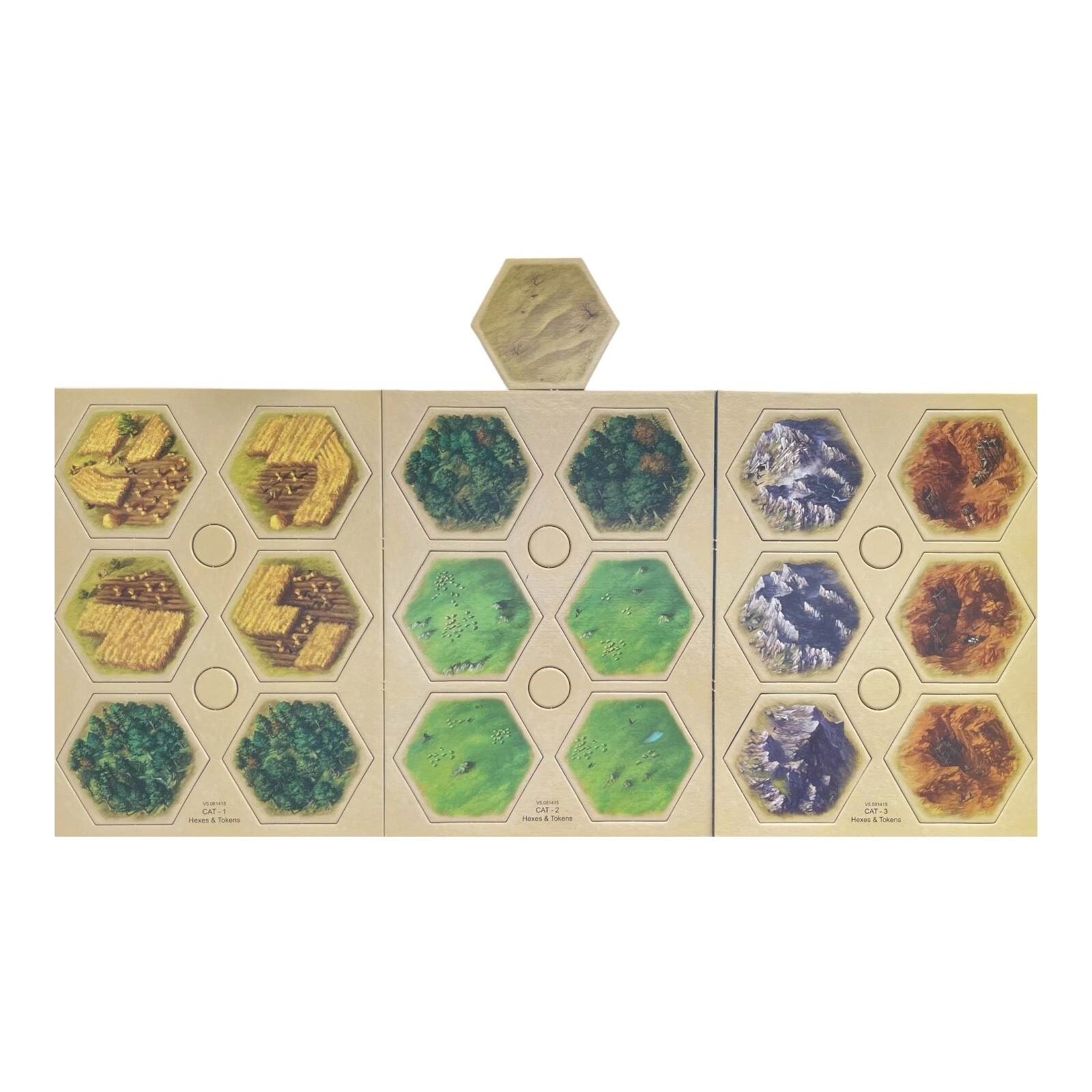 Catan Game Complete Set of 19 Terrain Tiles / Hexes - Official Pieces NEW 5th Ed