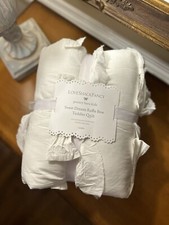 Pottery Barn Kids LoveShackFancy Sweet Dreams Ruffle Bow Baby Quilt Mono  Skyla  