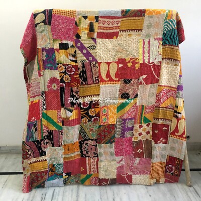 Twin Vintage Ralli Patchwork Kantha Quilt Tagesdecke Decke Bettläufer