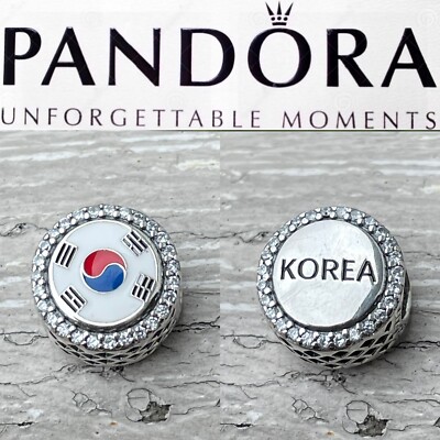 Rare Pandora South Korea Exclusive Country Sparkling Round Flag