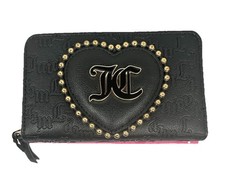 Juicy Couture Love Never Dies Bifold Wallet Black Heart Studded NWT Boxed
