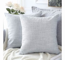 Linen Throw Pillow Covers Set of 2 Decorative Square 28 X 28 Blue Grey