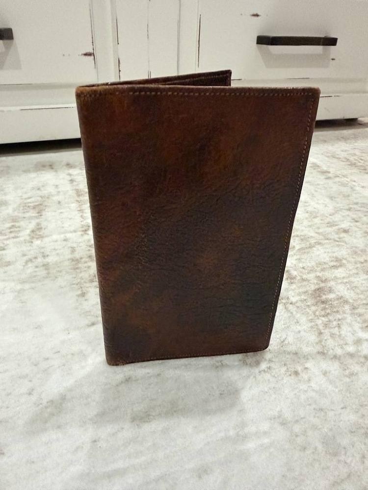 VTG Exemplar Real Goatskin Leather Passport Wallet Brown Travel Document Holder
