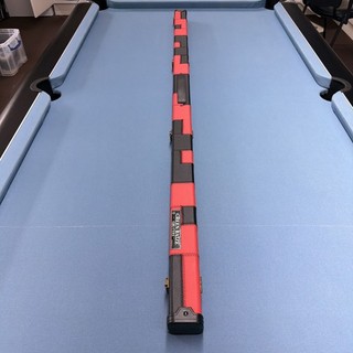 1pc SNOOKER CUE / POOL CUE CASE RED/BLACK LEATHERETTE HOLDS 2 CUES TO 59.5"