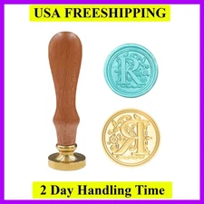 Medieval Traditional Initial Alphabet Wax Seal Stamp, Brass Head Wooden Handl...