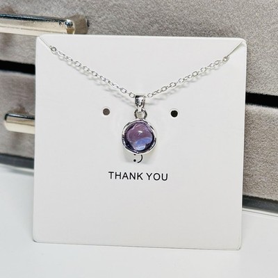 Dreamy purple four-leaf clover pendant & 18'' adjustable stainless steel necklace