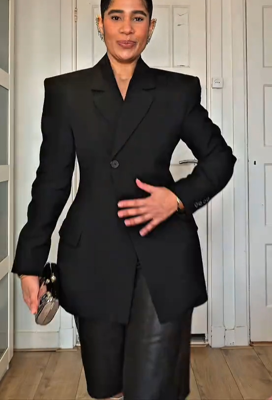 Zara ZW Collection Tailored Fitted Button Blazer Black Size S XL