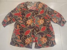 Hot Cotton Women 2X Multicolor Floral Linen Tunic Shirt Top Made in USA