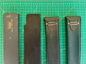 Vintage Slide Rule Cases Lot – K&E Leather Holders + Hemmi Bamboo Box Japan