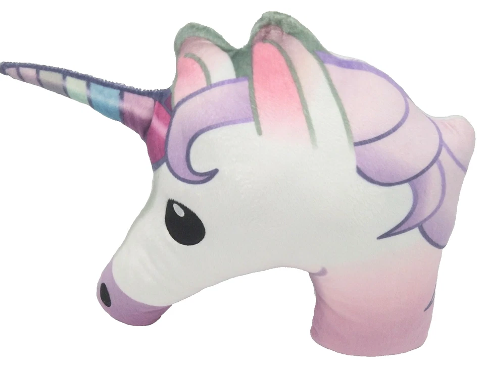 Unicorn Head Pillow Plush Purple White Decorative Left Facing for Bed or Travel. - Image 3 of 3