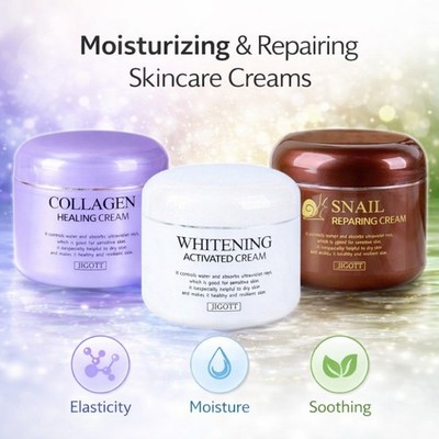 Jigott Best Korea Skin Care Set Snail Cream+Collagen Cream+Whitening Cream