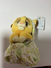 Disney Parks Babies Simba Lion King Baby 10" Plush Blanket Hooded Pouch New