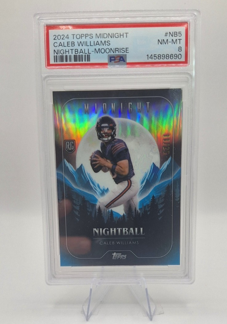 2024 Topps Midnight - Caleb Williams Nightball Moonrise /25 PSA 8 - BEAUTIFUL