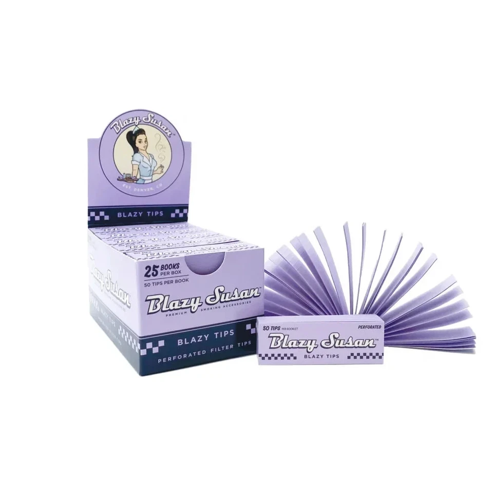 BLAZY SUSAN PERFORATED FILTER TIP Booklet PURPLE Roach Tip Book 1 5 10 15 25