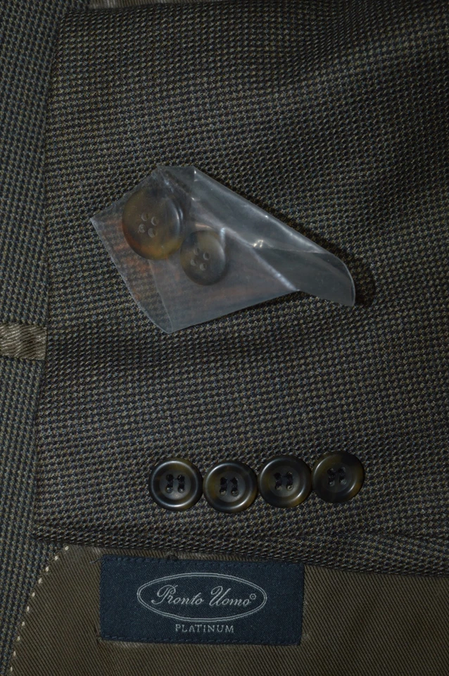 NUEVO 54L PRONTO UOMO Hombres Verde Cabeza de Uñas Lana Suave Tweed Abrigo Deportivo Chaqueta Blazer Foto 2 de 4