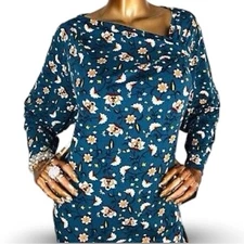 Liz Claiborne Career Floral Blouse Size Petite Large Office Business Casual