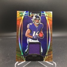 Tylan Wallace 2021 Select Rookie Swatches Copper Prizm RSW-TWA #/49 Ravens VG