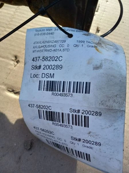 95-04 TOYOTA TACOMA TRACCIÓN TRASERA MT CABINA ESTÁNDAR EJE TRASERO MONTAJE  Foto 2 de 4