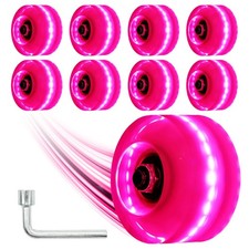 Roller Skate Wheels 8 Pack 78A LED ABEC-9 Bearings Outdoor Indoor Quad Skates
