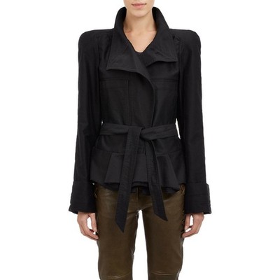Isabel Marant Black Hourglass Jacket Removable Belt & Shoulder Pads 44 10 12 L